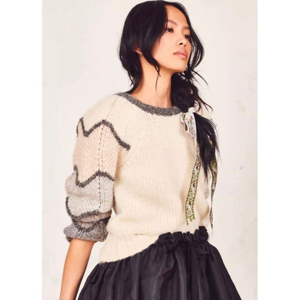 LoveShackFancy Aspyn Pullover Alpaca Wool Sweater - Picture 2 of 12